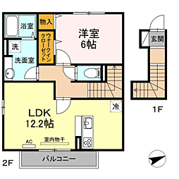 D-roomくすのき 1LDKの間取図画像
