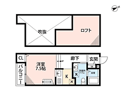 メルヴェーユ和白 1Kの間取図画像