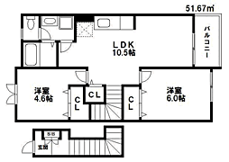 サンセールH・N2 2LDKの間取図画像