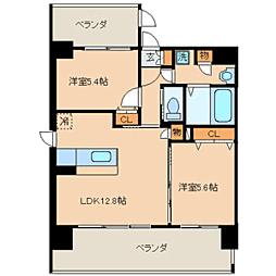 クリムゾン吉塚 2LDKの間取図画像