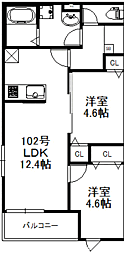 グランヒル香住ヶ丘 2LDKの間取図画像