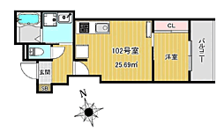 Charme Maison香椎 1DKの間取図画像