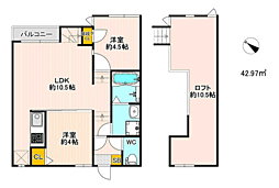 CB箱崎ソルテ 2LDKの間取図画像