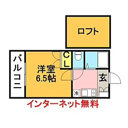 サンヒルズ和白東 1Kの間取図画像