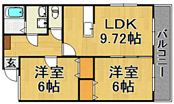 フェリスタ香椎 2LDKの間取図画像