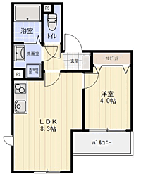Bellacollina香椎 1LDKの間取図画像
