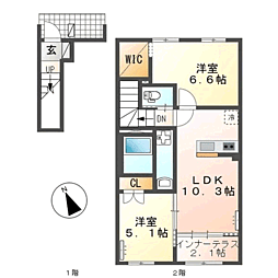 イルミフェイト 2LDKの間取図画像