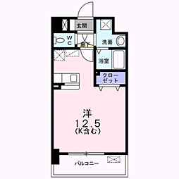 クラウンパレス 1Kの間取図画像