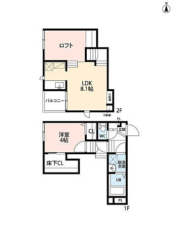 ＣＢ福津マーレ 201｜福岡県福津市西福間３丁目(賃貸アパート1LDK・2階・31.27㎡)の写真 その2