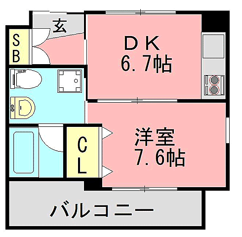 ルーエハイム安心 206｜福岡県古賀市花見南２丁目(賃貸マンション1DK・2階・36.00㎡)の写真 その2