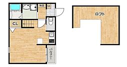 インセンス筥松 2階ワンルームの間取り