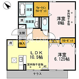 ミニオン 1階2LDKの間取り