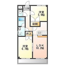 ルミナスハイム 3階2LDKの間取り
