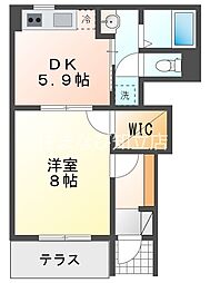 Ｌ’ａｎｇｅ　ｖｅｒｔ(ランジュ・ヴェール) 102 1階1DKの間取り