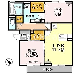 プラムビレッジコンフォート 2LDKの間取図画像