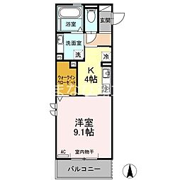 プライム逢妻 1Kの間取図画像