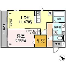 シティシャルム 1LDKの間取図画像