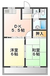 クレセント東栄2 2DKの間取図画像