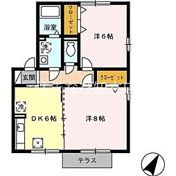 セレニティ 2DKの間取図画像