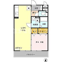 セジュール一ツ木 1LDKの間取図画像