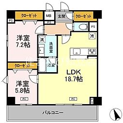 ヴィラトルチュ東刈谷 2LDKの間取図画像