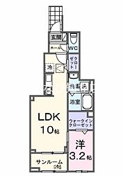 エスポワール池浦A 1LDKの間取図画像
