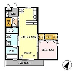ジーンズコート 1LDKの間取図画像