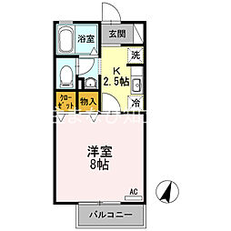 ケーナ保田 1Kの間取図画像