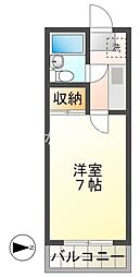 グリンパーク 1Kの間取図画像