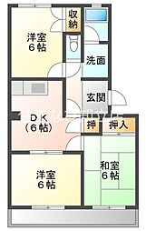 キャスリオン青山 3DKの間取図画像