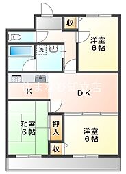 レビュー横山 3DKの間取図画像