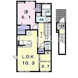クォーレ悠 1LDKの間取図画像