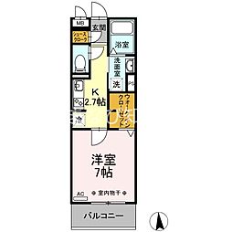 メゾンドアミー 1Kの間取図画像