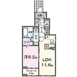 リゾ ハヤテ 1LDKの間取図画像