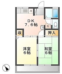 ドヌール2 2DKの間取図画像