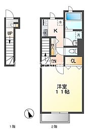 リーブルシルクロード 1Kの間取図画像