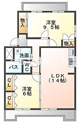 センチュリー住吉 2LDKの間取図画像