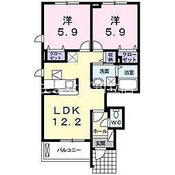 さくらC 2LDKの間取図画像