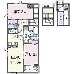 アイリス横山A 2LDKの間取図画像