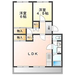 コーポ三立 2LDKの間取図画像