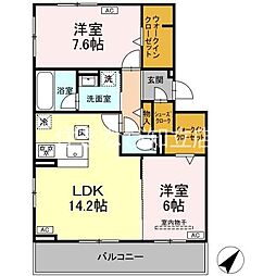 安城市小川町金政アパート 2LDKの間取図画像