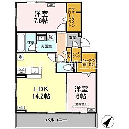 安城市小川町金政アパート 2LDKの間取図画像
