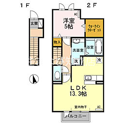 エムグランデB 1LDKの間取図画像