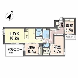 ハイラインパークA棟 3LDKの間取図画像