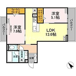 D-avance今本町B 2LDKの間取図画像