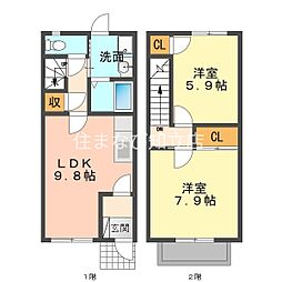 アゼリア荒井 2LDKの間取図画像
