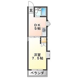 グリーンスクウェア 1DKの間取図画像