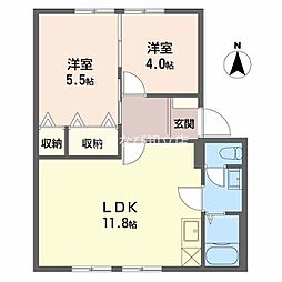 ハリープラザ三陽B 2LDKの間取図画像