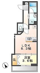 安城市明治本町アパート 1LDKの間取図画像