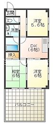 高木ビル 3DKの間取図画像